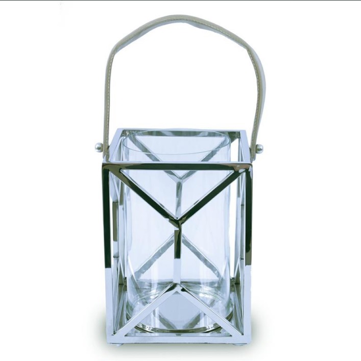Lampion kwadratowy ze stali wys 26 cm